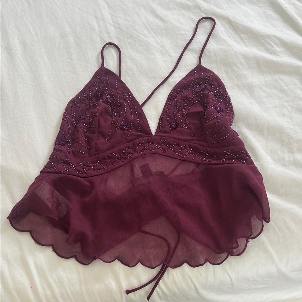 Chic Burgundy Lace Chemise